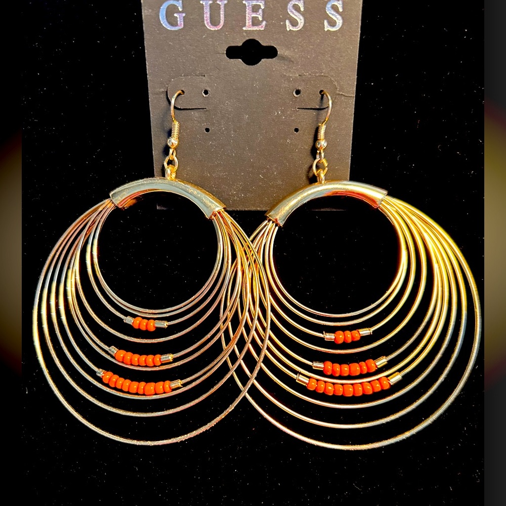 Guess Large Gold Multi Hoop Earrings